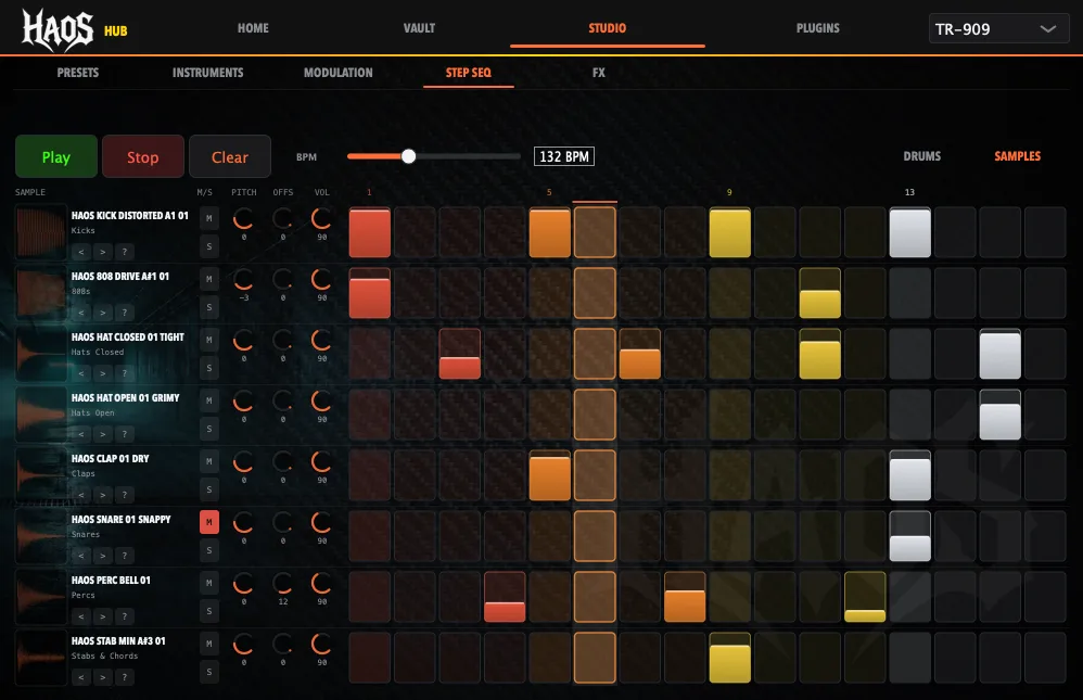 HAOS Hub — STUDIO · STEP SEQ